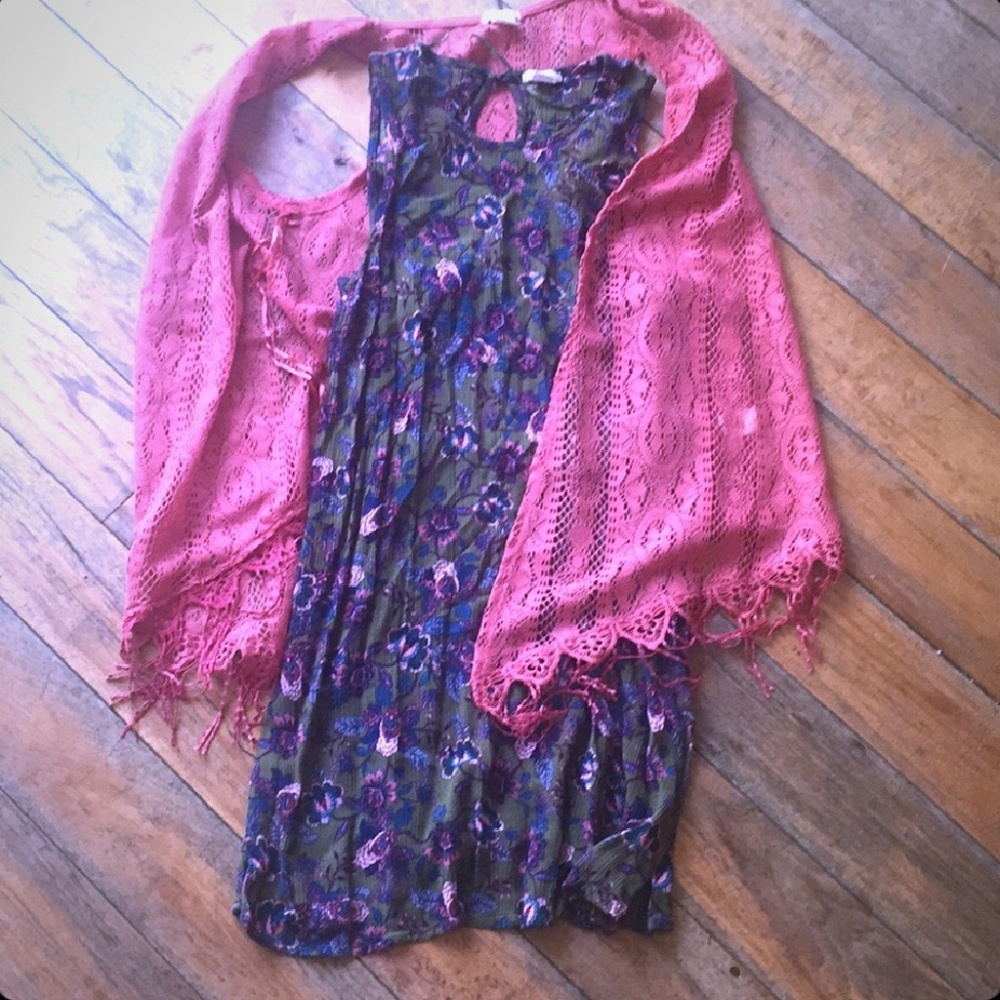 Floral dress and lacey cover